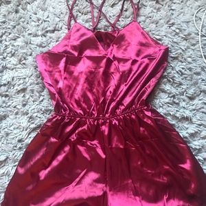 Red Silk ROMWE Romper